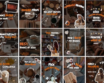 Autumn Bookstagram Carousel Post Template Booktok Instagram Post Cozy Bookstagram Canva Template Book Content Creator Book Influencer Author