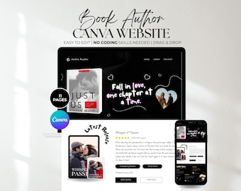 Sjabloon Romance Author-website: Canva-bestemmingspagina voor boekmarketing (digitale download)