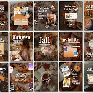 Autumn Bookstagram Template Instagram Carousel Fall Book Canva Template Bookish Social Media Post Cozy Reading Aesthetic Book Review Bundle