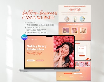 Balloon Business Website Template: DIY Canva Landing Page (Digital Download)