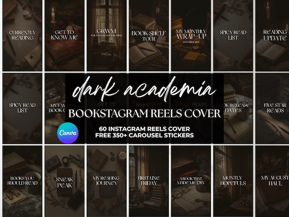 Dark Academia Bookstagram Reel Cover Template Bookish Reel Cover Book Lover Canva Author Marketing Bookish Engagement Social Media Reels IG