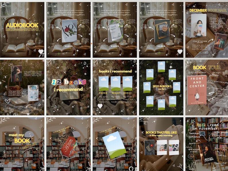 Trending Aesthetic Bookstagram Carousel Template Booktok Instagram Post ...