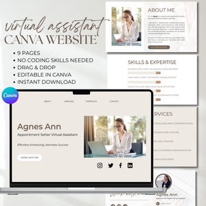 Appointment Setter Virtual Assistant Portfolio Template Editable in Canva Website One Page Website  Virtual Assistant Landing Page