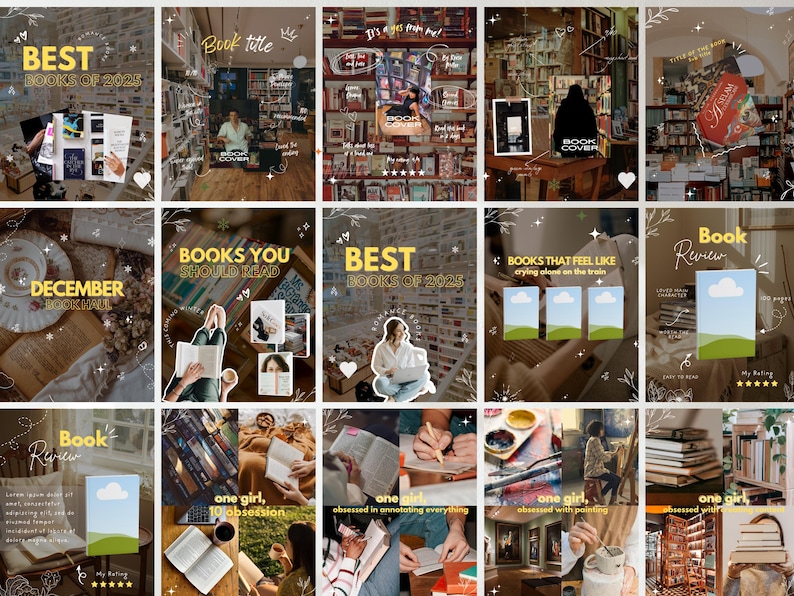 Trending Aesthetic Bookstagram Carousel Template Booktok Instagram Post ...