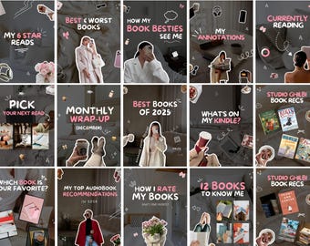 Rosa estetisk Bookstagram-karusellmall Booktok Instagram-inlägg Bookstagram Canva-mall Bokälskare Sociala medier animerad karusell