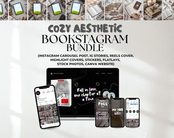 Ensemble de modèles confortables Bookstagram Canva : médias sociaux livresques (téléchargement numérique)