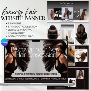 Shopify Wig Banner Hair Website Banner Hair Website Design Templates Hair Website DIY Banner Kit Premade Hair Website Beauty Shopify Banner
