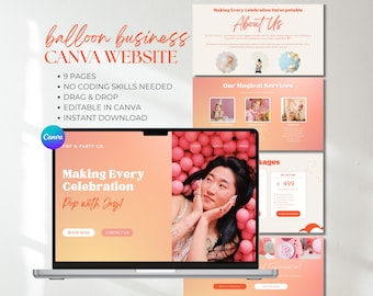 Balloon Business Website Template: DIY Canva Landing Page (Digital Download)