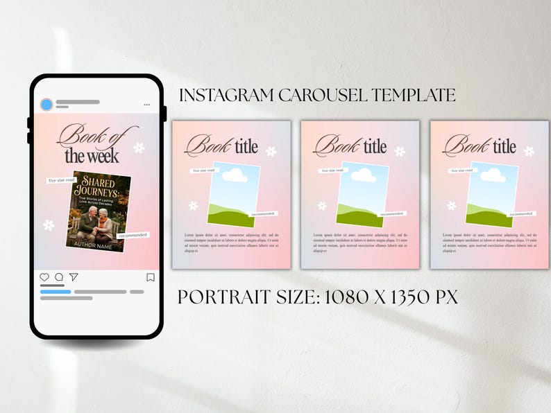 Kit de posts românticos em carrossel para Bookstagram em tons pastel, modelos modernos para BookTok, rastreador de leitura editável e kit de resenhas de livros. imagem 2