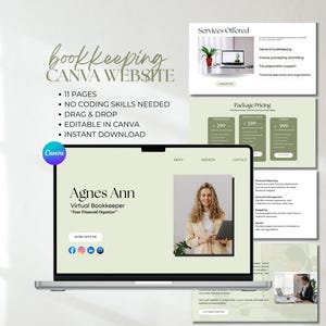 Bokföringsmall Portfoliomall för virtuell assistent Landningssida för bokförare Revisor Canva-webbplats Gör-det-själv-försäljningssida för virtuell assistent
