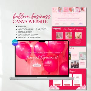 Modello di sito web per attività di vendita di palloncini: pagina di vendita modificabile in Canva