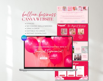 Balloon Business Website Template: Editable Canva Sales Page