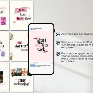 Bookstagram Template Posts Author Template Book Review Template Bookish Instagram Carousel Bookstagram Canva Bundle image 5