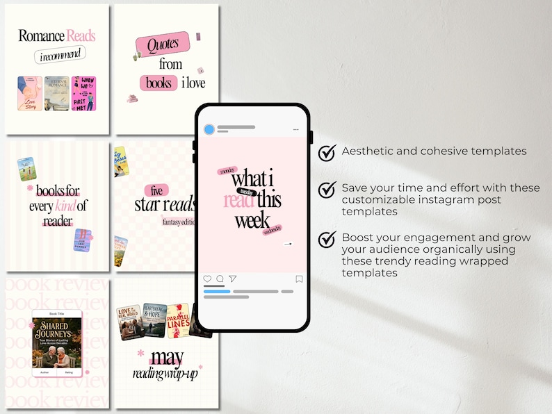 Bookstagram Template Posts Author Template Book Review Template Bookish Instagram Carousel Bookstagram Canva Bundle image 5