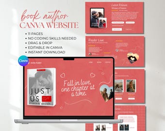 Romance Author Website Canva Template: Book Marketing Landing Page (PDF Download)