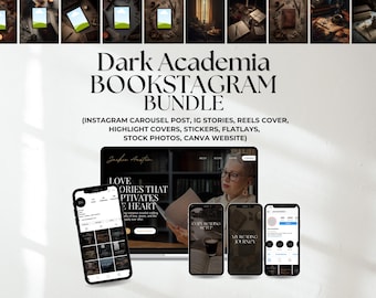 Dark Academia Bookstagram Bundle: Bookish Social Media Canva Templates (Digital Download) Booktok Templates Author Marketing Book Lover