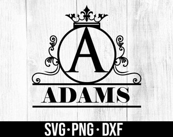 Split Monogram SVG, Fancy Alphabet Frame, Split Name Frame, Crown Svg, Fancy monogram, 36 individual svg/dxf/png cut files