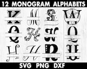 Split Monogram Bundle 12 Monogram Alphabets Digital Download for Cricut  Individual letter svg/dxf/png files