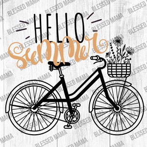 Bonjour été svg | chemise d'été | bonjour soleil | Vélo de fleurs sauvages | Vélo svg | Fleur sauvage SVG | svg/dxf/png