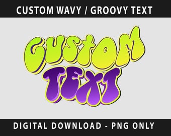 Custom retro text PNG, Retro Wavy text, Personalized text PNG, Custom Wavy Letters, Stacked Letters, Wavy Stacked, Wave Quote PNG