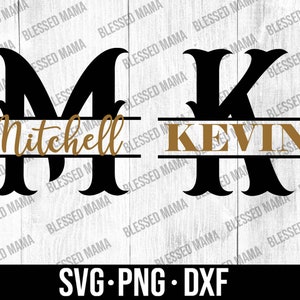 Split Monogram Font Svg, Vintage monogram font, Monogram Svg, Split Name Frame, Family Name Monogram Svg, 36 Individual SVG,DXF,PNG Files