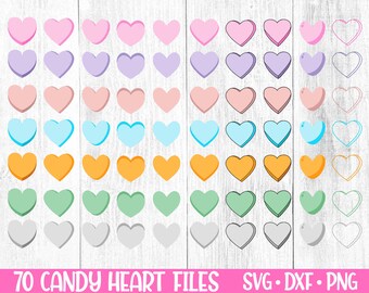 Conversation Hearts SVG Bundle, Candy Hearts SVG, Mix & Match, layered files, Valentines Day Gift Idea,  Conversation Candy,Instant Download