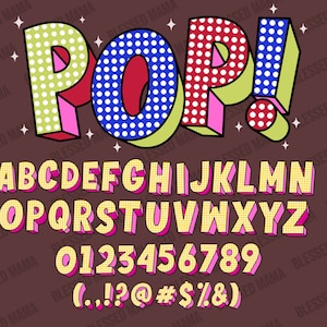 Pop Art Alphabets Polka Dot letters Mix n Match Alphabets Retro monogram svg/png/dxf files