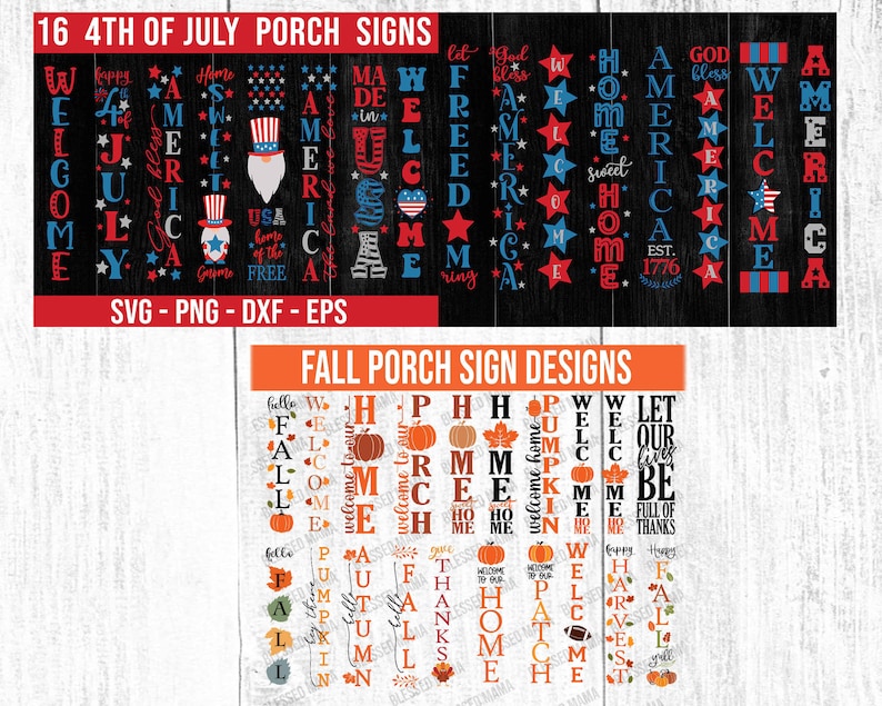 Porch Sign Svg Bundle FALL Autumn Thanksgiving Halloween Easter ...