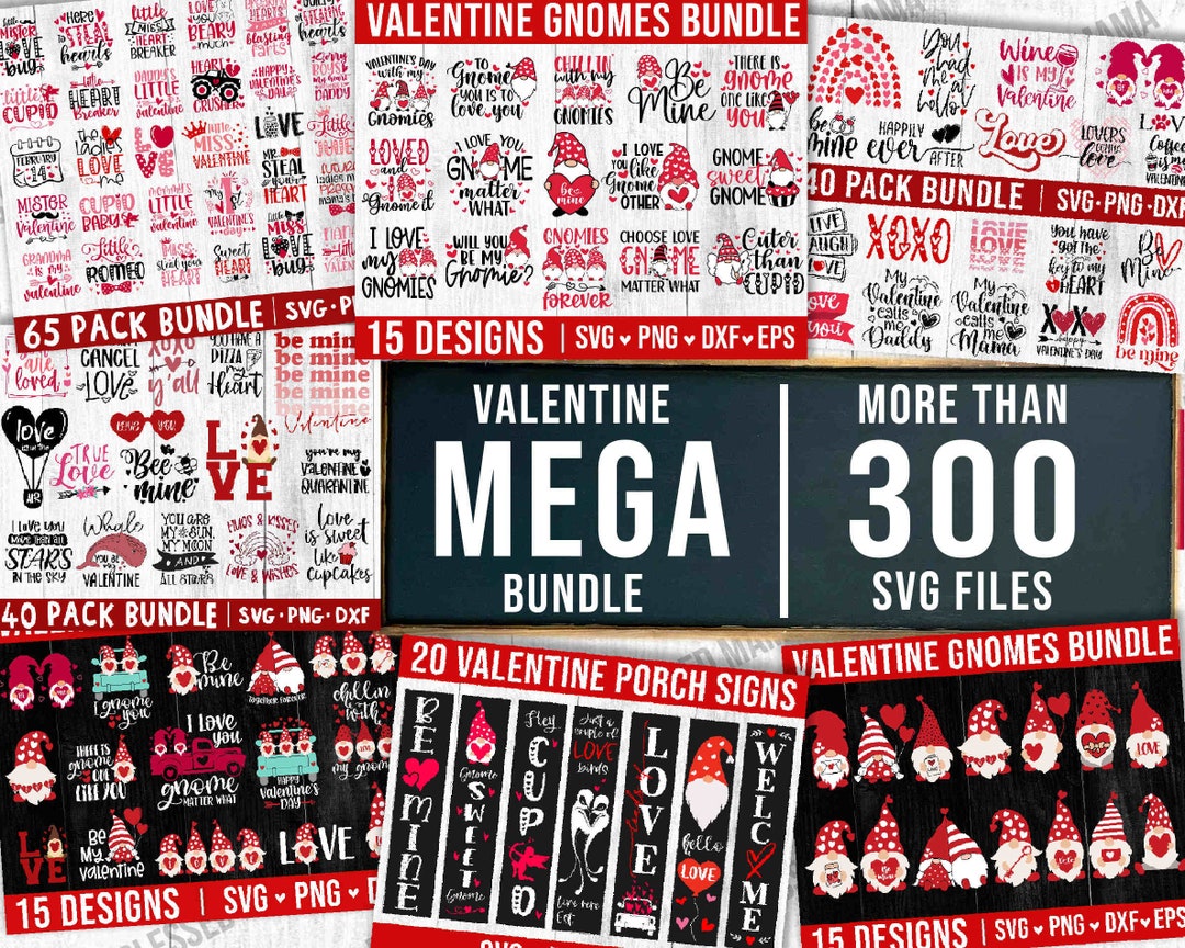 Valentine's Day SVG Mega Bundle 300+ Designs Valentine Svg Valentine's ...