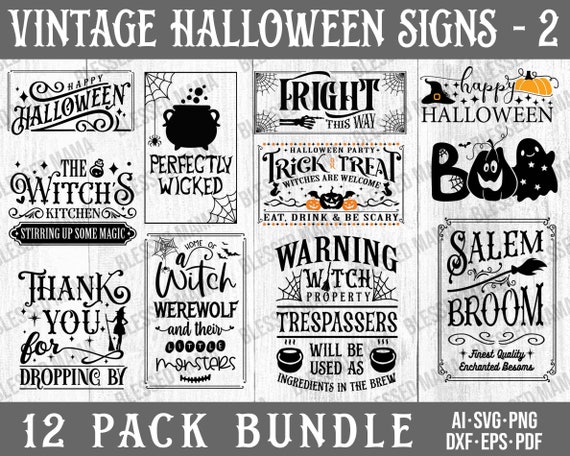 Vintage Halloween Sign SVG|Halloween Sign svg|Vinatge Halloween Decor|Printable Signs|Tick Or Treat|Boo|Witch Kitchen|Cut files for cricut