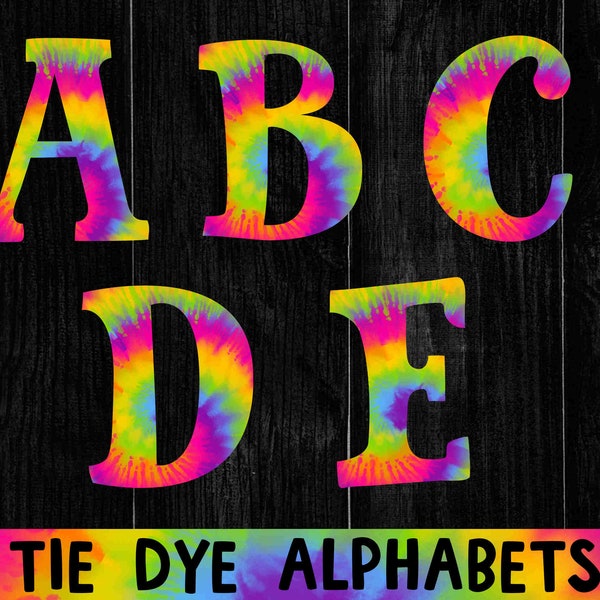 Tie Dye Alphabet 26 Letters, PNG File, Sublimation letters, Tie Dye Sublimation, Tie Dye Letters, Tie Dye Font, DIY Banner, Digital Download