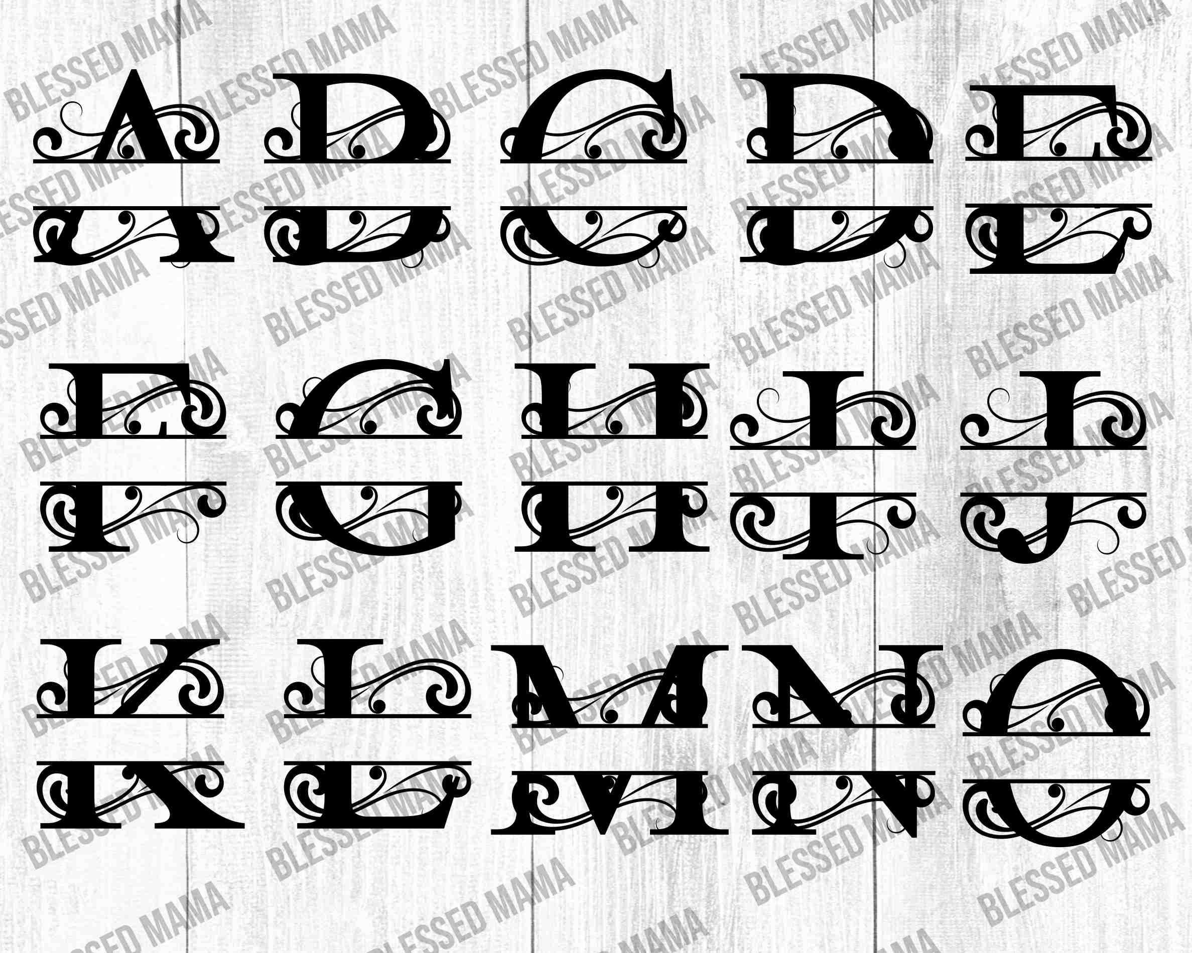 Split Monogram Split Monogram Alphabet Split Monogram Frame | Etsy