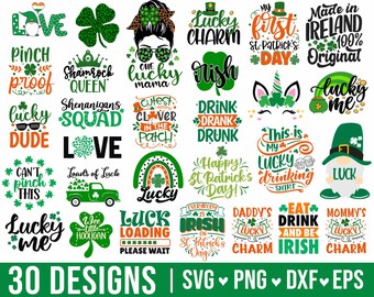 St Patricks Svg Bundle / Saint Patricks Day Svg / Lucky Svg / Gnome Svg / Irish svg / Shamrock Svg / svg / png / dxf / eps