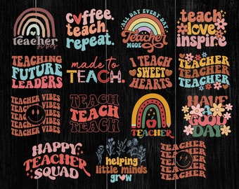 Teacher svg, Teacher retro shirt, Smiley Face svg, Back to School svg, Teaching svg, Teach svg, Wavy Stacked, Commercial Use, svg/png/dxf