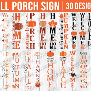 Fall Porch Sign SVG Bundle, Autumn Porch Sign SVG, Thanksgiving Porch Signs SVG, 30 Designs, Cut Files for Cricut ai|svg|eps|png|dxf|pdf
