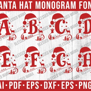 Christmas monogram alphabets|Santa monogram Svg|Christmas monogram svg|Christmas Svg|Santa Svg|Christmas font Svg|Cut files for Cricut