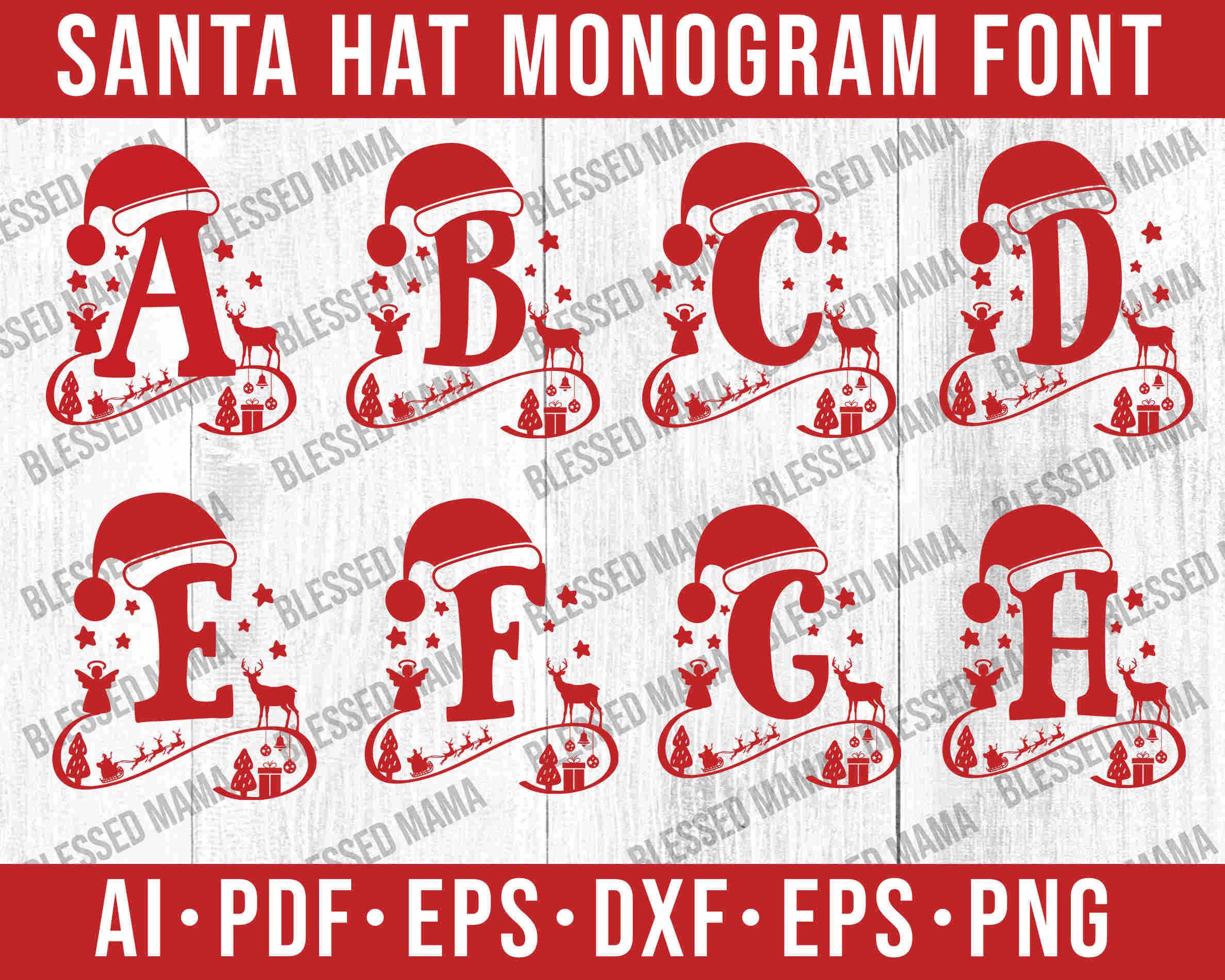 Christmas Monogram Alphabets|santa Monogram Svg|christmas Monogram Svg ...