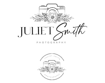 Fotografie-Logo-Design, Kamera-Logo-Design, Initialen-Logo, Foto-Wasserzeichen, Signatur-Logo, Kreis-Logo, Foto-Copyright, Blumen-Logo