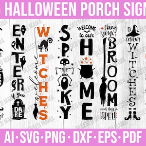Halloween Porch Sign SVG Bundle|Porch sign svg|Halloween svg|Welcome Sign|Vertical Sign svg|Witch svg|Pumpkin svg|Ghost svg|Cricut Cut Files