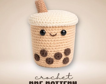 Bubble Tea Plüsch Häkelanleitung | Anleitung für ein Amigurumi Boba Plüsch | Niedliches Milchtee Häkelmuster | PDF-Download