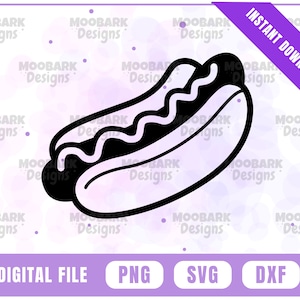 Hotdog in Bun SVG, Fast Food SVG, BBQ, Bunnings, Haken en ogen, Worst svg, Eten, Gesneden bestanden, png, dxf, svg, instant download