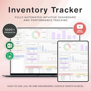 Inventory Tracker Spreadsheet for Small Business | Google Sheets and Excel Template | Track Product Stock, Materials, Orders, and Sales