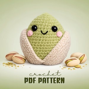 Haakpatroon pistache pdf – amigurumi pistache pluchepatroon – Kawaii Nut Crochet