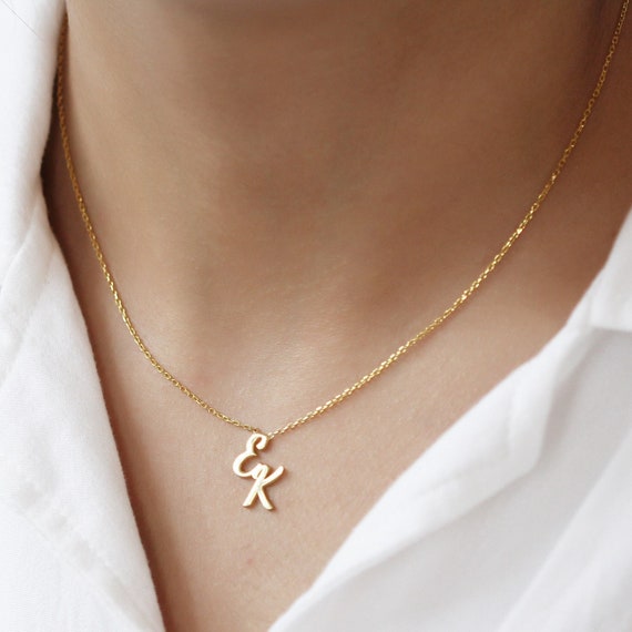 Double Initial Necklace, Silver Two Letter Necklace