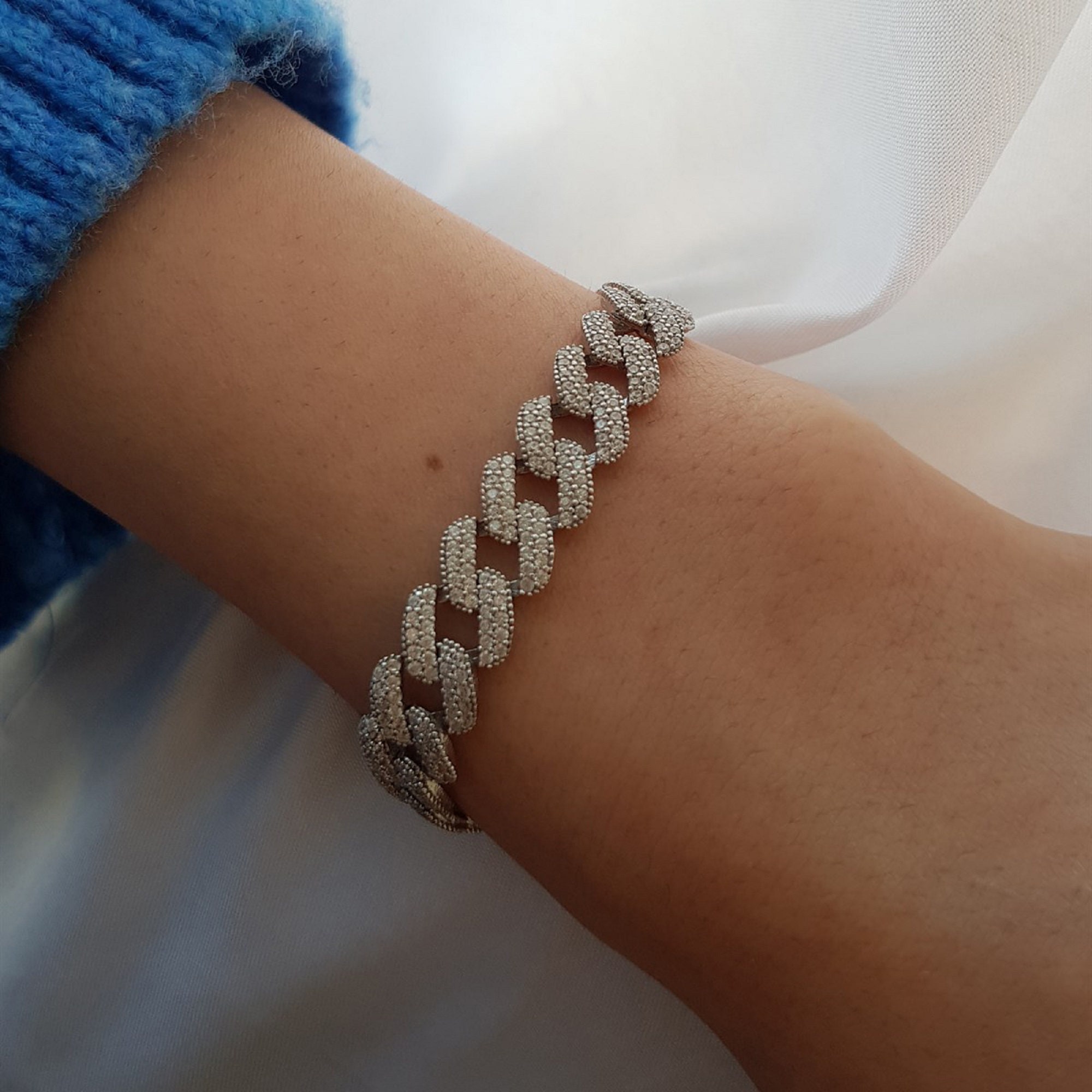 Wide Cz Bracelet - Etsy Wide Cz Bracelet - Etsy