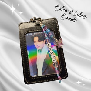 Carte photo KPOP BTS JHope avec perles bleues et lilas