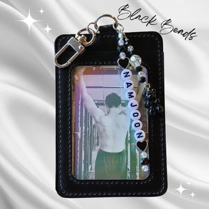 Porta-cartão fotográfico KPOP BTS Namjoon com contas pretas