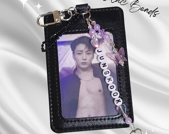 Kpop 875 JJK Photo Card Holder With Lilac Beads - Etsy