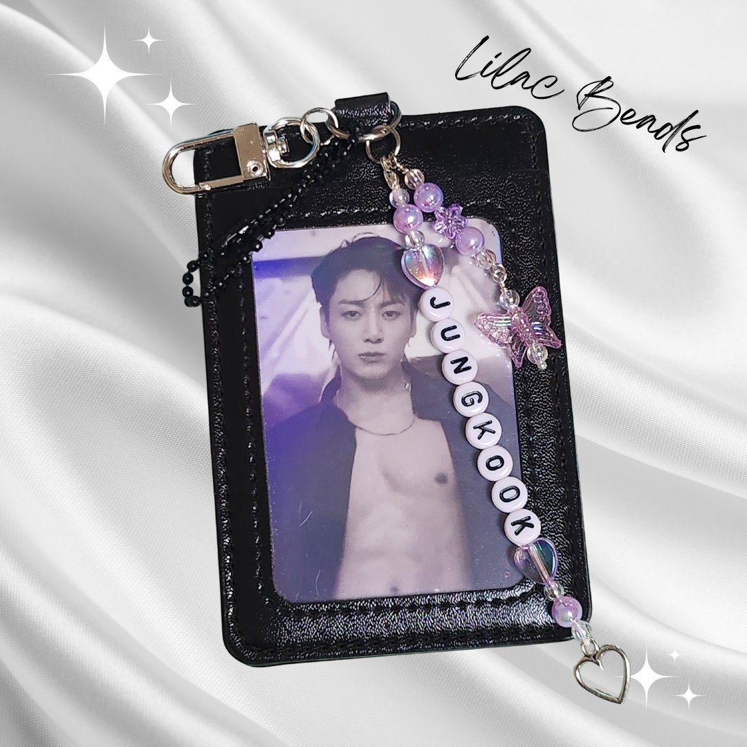 Kpop 875 JJK Photo Card Holder With Lilac Beads - Etsy