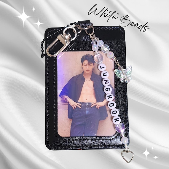 Kpop 875 JJK Photo Card Holder With White Beads - Etsy
